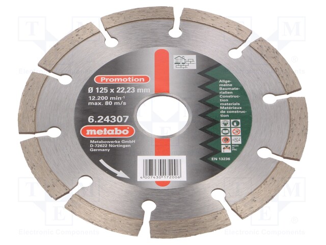 Cutting diamond wheel; Ø: 125mm; Øhole: 22.23mm