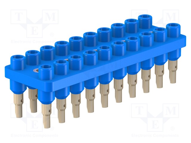 Socket strip; 70VDC; 33VAC; 10A; blue; Material: brass; 2mm banana
