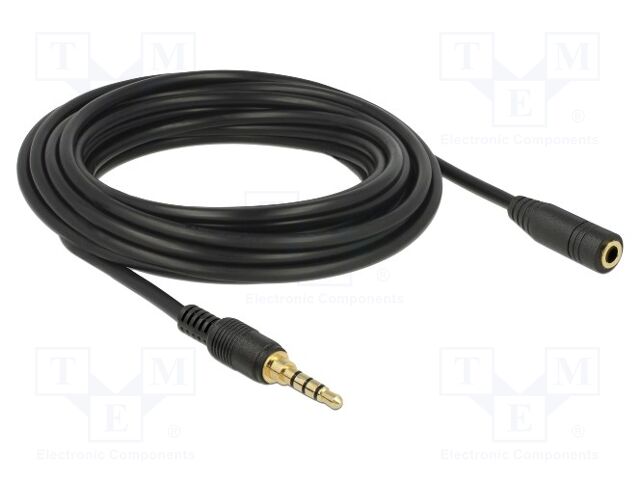 Cable; Jack 3.5mm 3pin socket,Jack 3,5mm 4pin plug; 5m; black