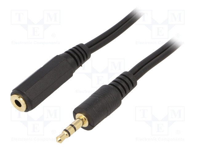 Cable; Jack 3.5mm 3pin socket,Jack 3.5mm 3pin plug; 3m; black