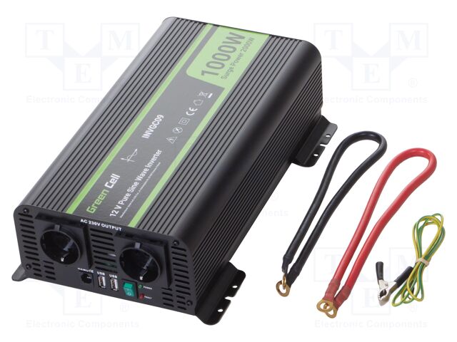 Converter: DC/AC; 1kW; Uout: 230VAC; Out: AC sockets 230V; 90%; 12V