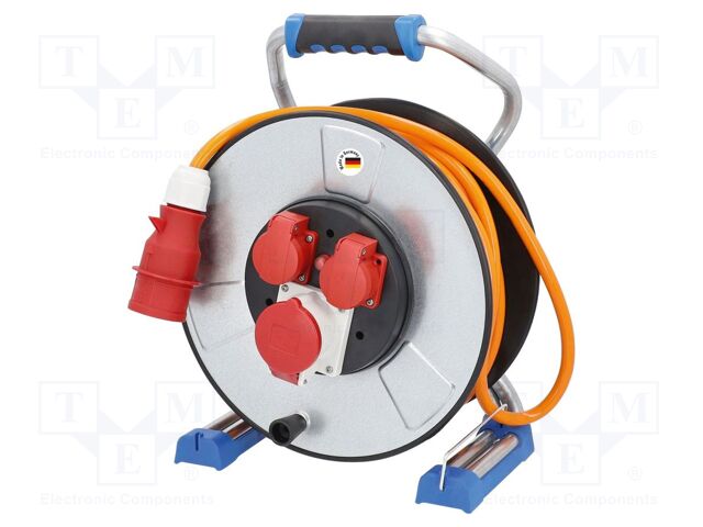 Extension lead; 5G1.5mm2; Sockets: 3; PUR; orange; 40m; 16A