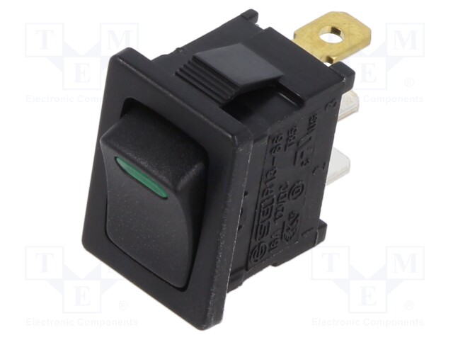 ROCKER; SPST; Pos: 2; ON-OFF; 16A/12VDC; green; IP65; LED; 50mΩ