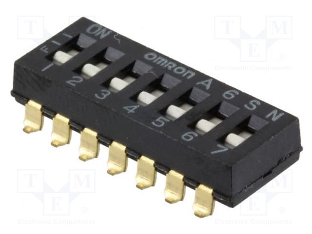 Switch: DIP-SWITCH; Poles number: 7; ON-OFF; 0.025A/24VDC; Pos: 2