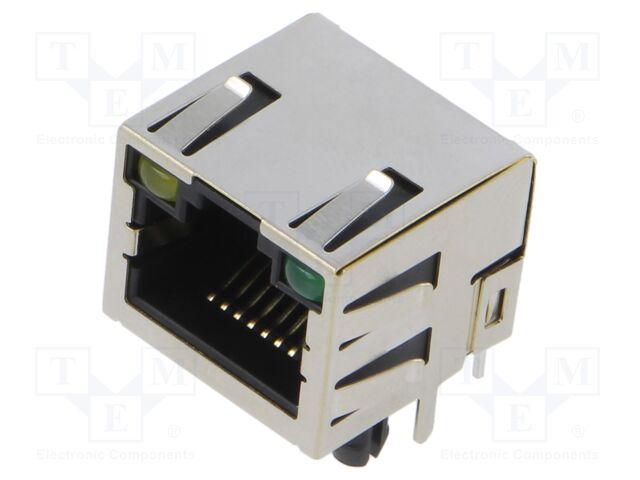 Socket; RJ45; PIN: 8; shielded,with LED; Layout: 8p8c; THT