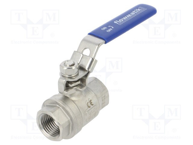Ball valve; acid resistant steel AISI 316; PTFE; A: 56mm; B: 50mm