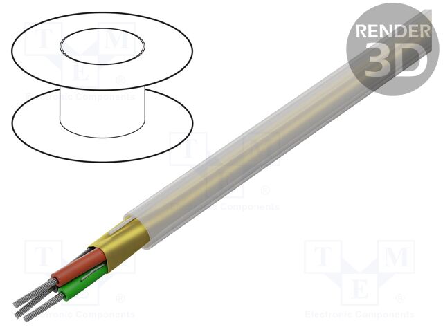 Wire; 3x20AWG; stranded; Cu; ETFE; transparent; -30÷150°C; 350V
