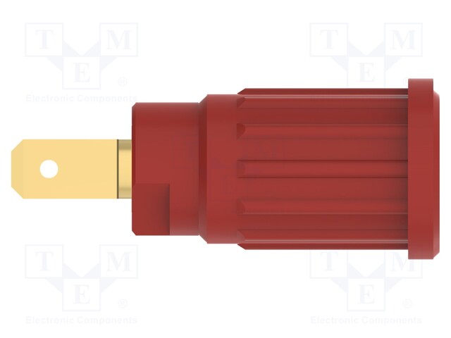 Socket; 4mm banana; 24A; 1kV; red; gold-plated; push-in,on panel