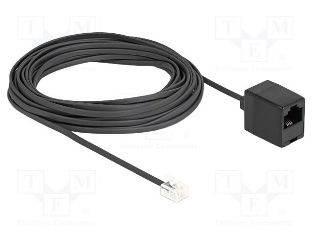 Cable: telephone; RJ11 plug,RJ45 socket; 10m; black; 28AWG