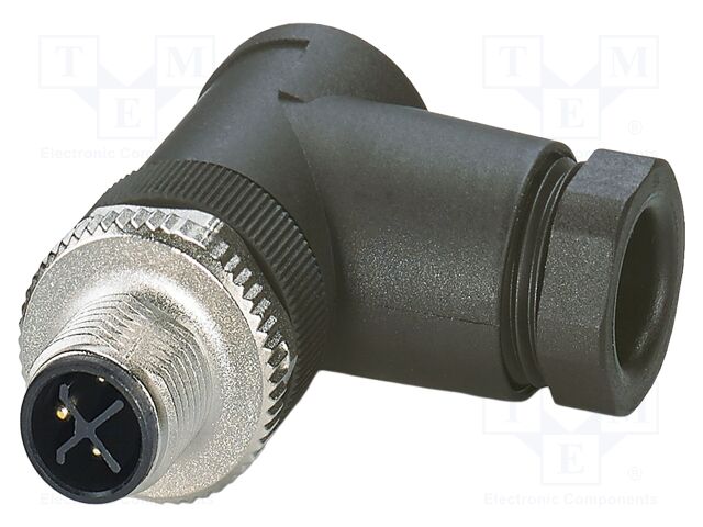 Connector: M12; plug; PIN: 3; 630V; angled; IP67; screw terminal
