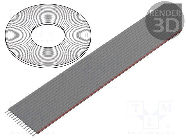 Wire: ribbon; 1.27mm; stranded; Cu; 14x28AWG; unshielded; PVC; grey
