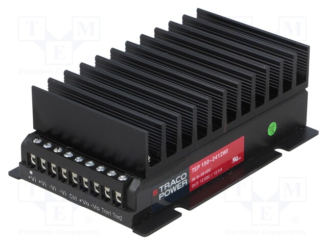 Converter: DC/DC; 150W; Uin: 9÷36V; 12VDC; Iout: 12.5A; 98x65x35.7mm