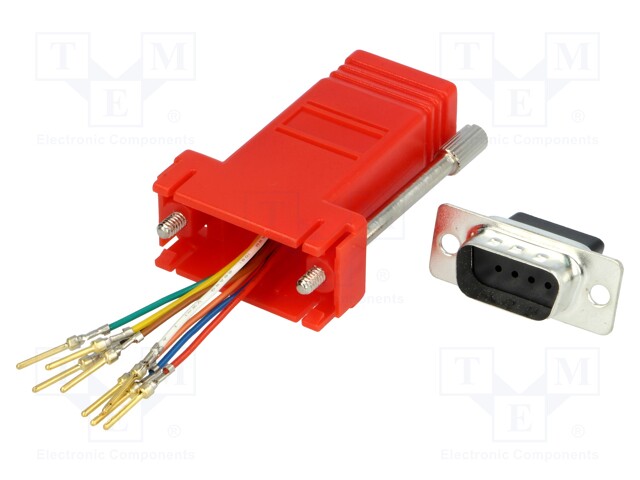 Transition: adapter; RJ45 socket,D-Sub 9pin male; red