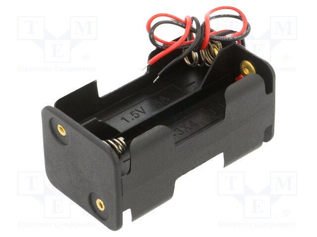 Holder; AA,R6; Batt.no: 4; cables; black