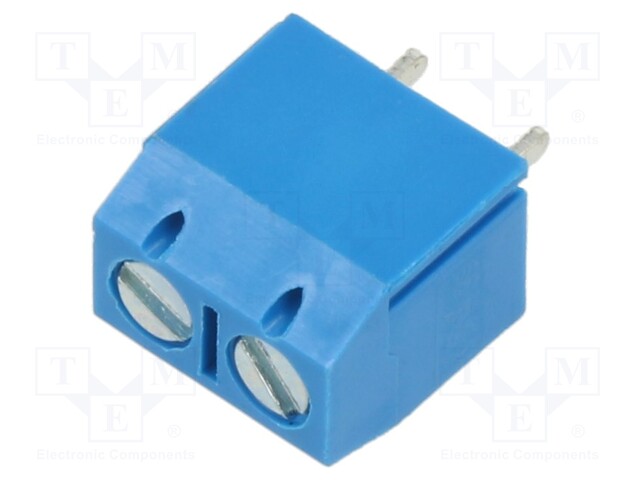 PCB terminal block; angled 90°; 5mm; ways: 2; on PCBs; terminal