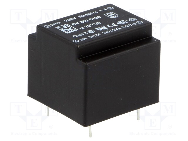 Transformer: encapsulated; 0.5VA; 230VAC; 12V; 12V; 21mA; 21mA; 35g
