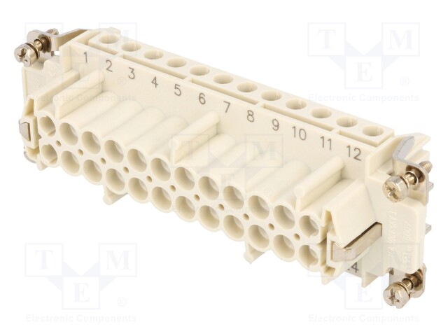 Connector: HDC; contact insert; female; S-E; PIN: 24; 24+PE; 16A