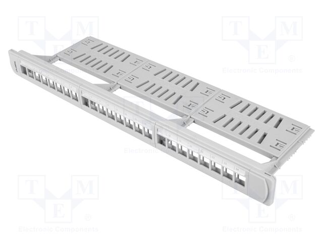 Patch panel; white; Number of ports: 24; rack 19"; RACK; Height: 1U