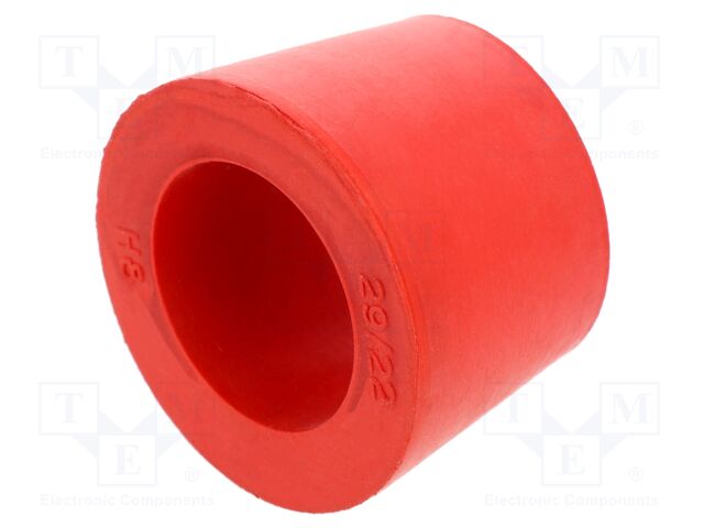 Grommet; caoutchouc; L: 24mm; -20÷200°C; Øcable: 22mm; red
