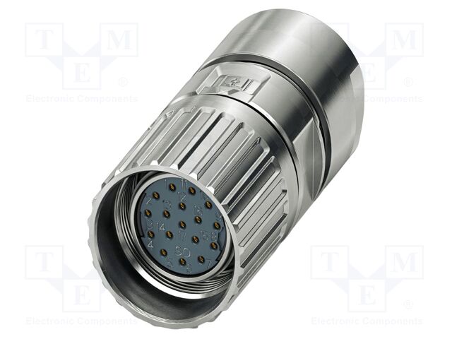 Connector: M23; plug; PIN: 17; crimped; straight; M23 PRO; 8A; 125V