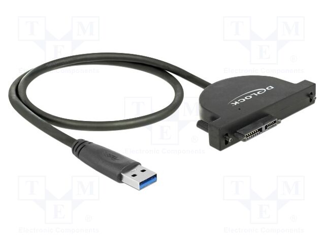 USB to SATA adapter; Slim SATA female,USB A plug; 0.35m; black