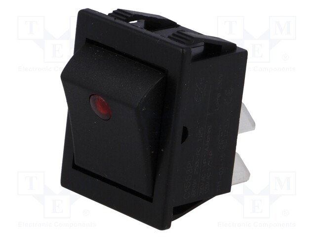 ROCKER; DPST; Pos: 2; OFF-ON; 16A/250VAC; black; Body: black