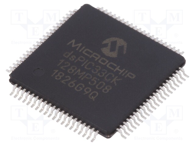 DsPIC microcontroller; SRAM: 16kB; Memory: 128kB; TQFP80; 3÷3.6VDC