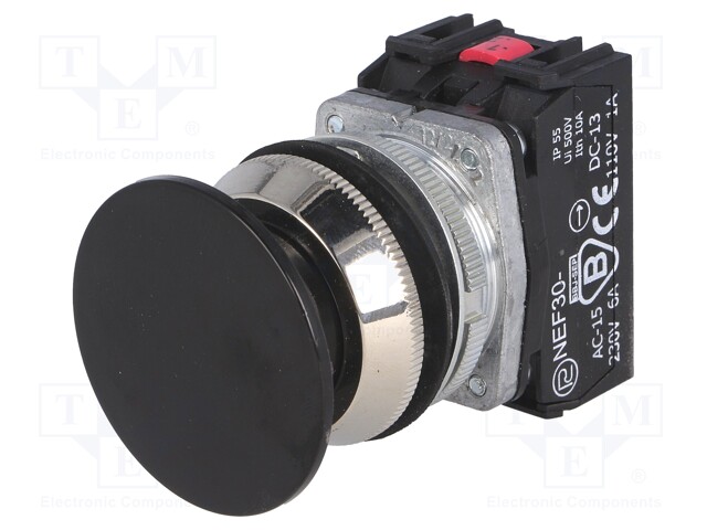 Switch: push-button; Stabl.pos: 1; NC + NO; 30mm; black; IP56; Pos: 2