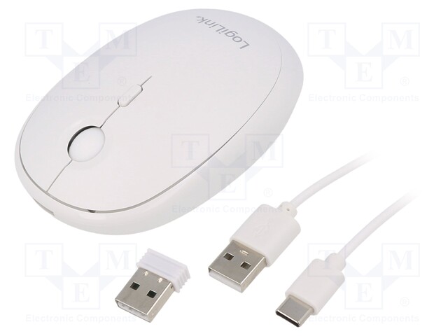 Optical mouse; white; USB A; wireless,Bluetooth 4.0; 10m