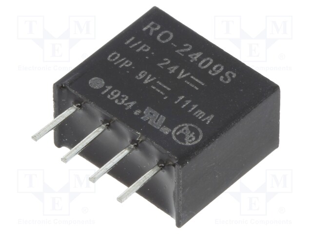 Converter: DC/DC; 1W; Uin: 21.6÷26.4V; Uout: 9VDC; Iout: 111mA; SIP4