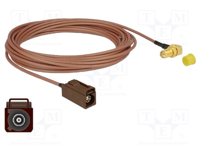 Cable; 5m; Fakra F female,SMA female; transparent; Øcable: 2.6mm