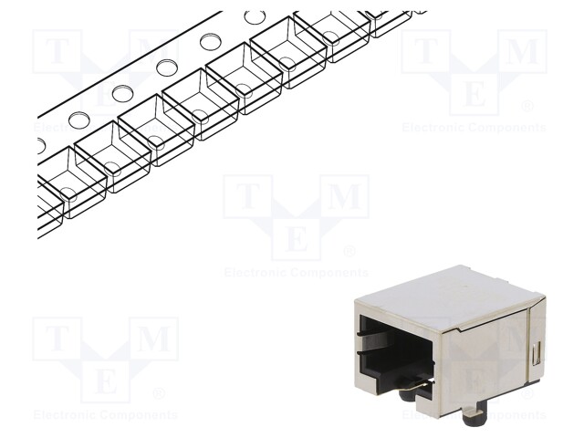 Socket; RJ45; PIN: 8; gold-plated; Layout: 8p8c; on PCBs; SMT