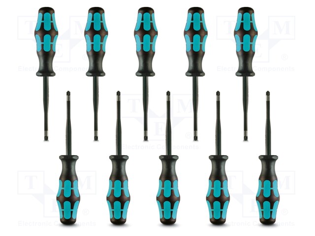 Kit: screwdrivers; Pcs: 10; insulated,slim; Pozidriv®; Size: PZ2