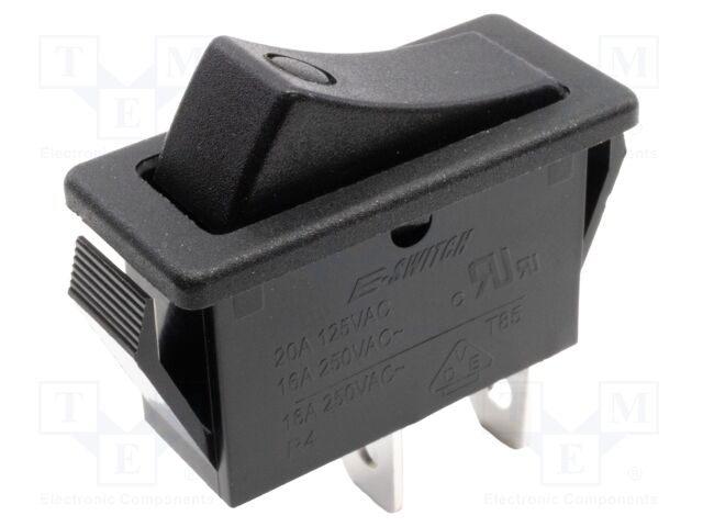 ROCKER; SPST-NO; Pos: 2; OFF-(ON); 16A/250VAC; black; none; -20÷55°C