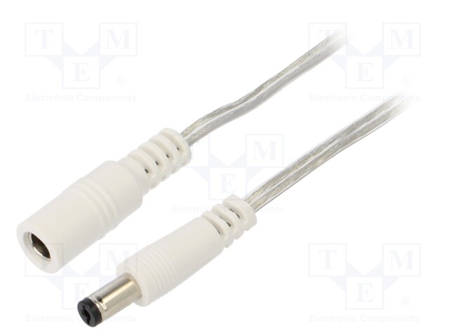 Cable; DC 5,5/2,1 plug,DC 5,5/2,1 socket; straight; 0.5mm2; 3m