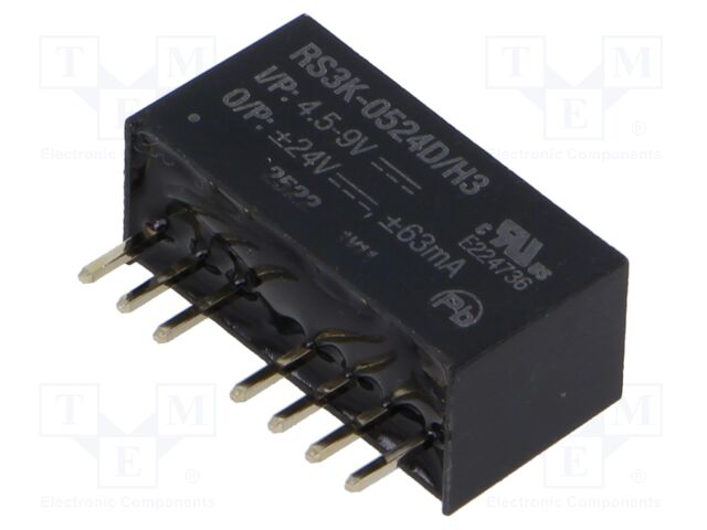 Converter: DC/DC; 3W; Uin: 4.5÷9V; Uout: 24VDC; Uout2: -24VDC; SIP8