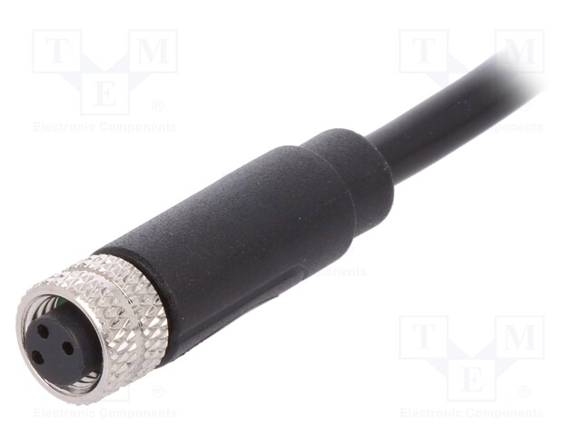 Connector: M8; female; PIN: 3; straight; plug; 3A; 60V; IP67; 1m; PVC