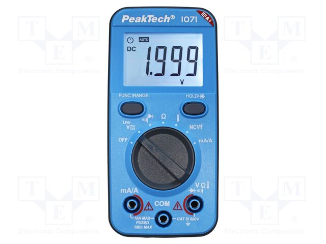 Digital multimeter; LCD; 3,5 digit (2000); VDC: 2V,20V,200V,600V