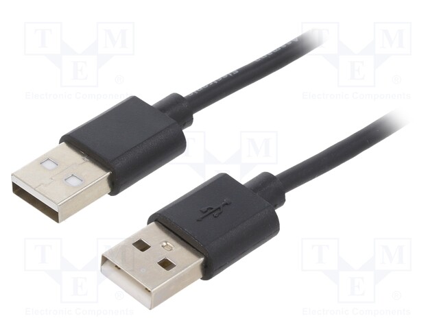 Cable; USB 2.0; USB A plug,both sides; nickel plated; 1m; black