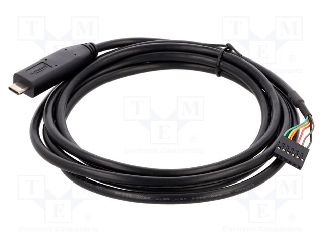 Cable; USB 2.0; USB C plug,6pin pin header; 2m; 26AWG; black