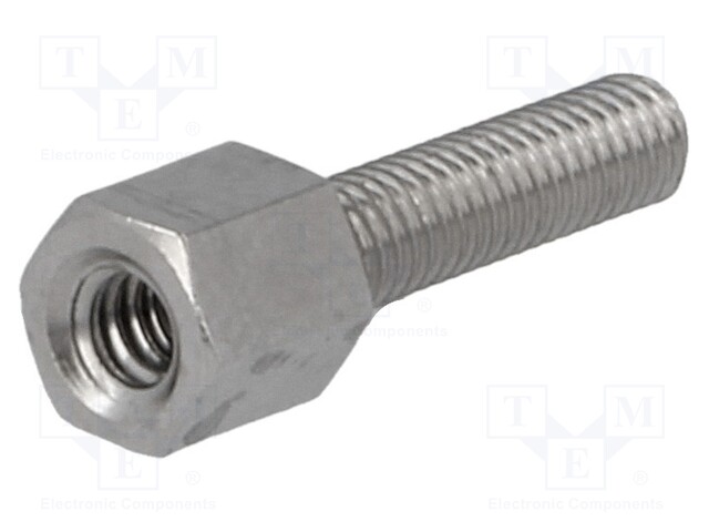 Screwed spacer sleeve; Int.thread: UNC4-40; 5mm; Ext.thread: M3