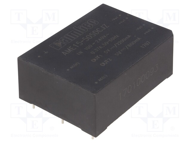 Converter: AC/DC; 10W; Uout: 5VDC; Iout: 1.8A; 75%; Mounting: PCB