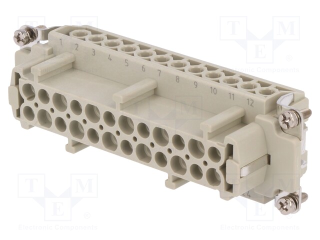 Connector: HDC; contact insert; female; DE; PIN: 24; 24+PE; 16A; 500V