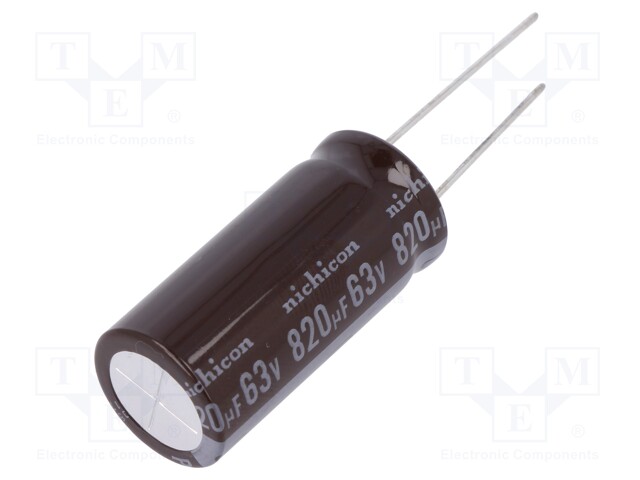 Capacitor: electrolytic; low impedance; THT; 820uF; 63VDC; ±20%
