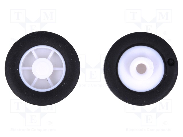 Wheel; black/white; Shaft: smooth; Pcs: 2; push-in; Ø: 14mm; W: 4.5mm