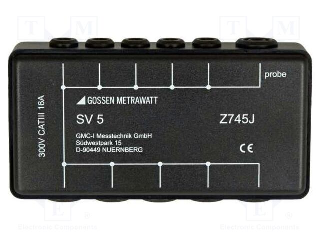 Adapter; 101x55x25mm; socket 2mm x5,socket 4mm x5; test probes