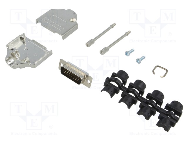 D-Sub HD; PIN: 26; plug; male; shielded; soldering; for cable; black