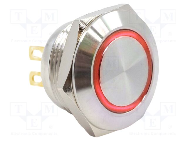 Switch: vandal resistant; Pos: 2; SPST-NO; 0.05A/24VDC; IP65; red