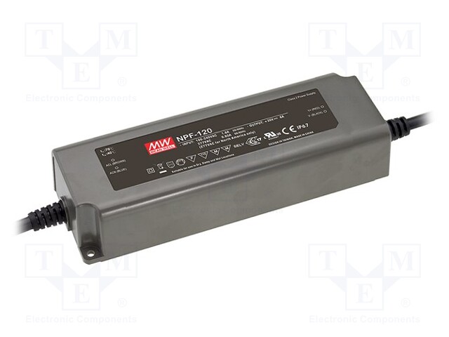 Power supply: switched-mode; LED; 120W; 24VDC; 14.4÷24VDC; 5A; IP67