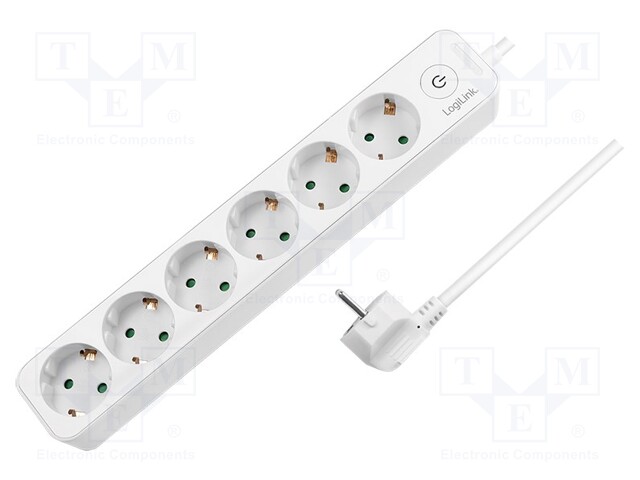 Plug socket strip: protective; Sockets: 6; 250VAC; 16A; 1.5m; IP20